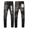 Herrdesigner män lila jeans märke denim byxa ruin hål byxor höjd kvalitet broderare nödställd rippad cyklist svart blå jean mens klädonq5
