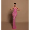 Gurte elegante sexy rosa Flecken Abend Mermaid Prom Kleider Pailletten Lange Kleider für besondere OCNs ES