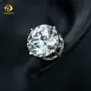 Zuanfa fashion moissanite jewelry big size stud earrings 8mm 10mm 15mm 4 claws screw back round moissanite earrings 925 silver