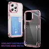 Clear Wallet with Flip Card Holder Phone Case Stand For iPhone 15 14 Plus 13 12 11 Pro Max Hard PC Transparent Back Cover