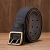 Thick Original Leather Belt Vintage Men Wide Belt Male Cowhide Real Genuine Leather Double Prong Buckle Strap Cowboy Jeans Belt 240415