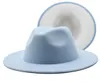 Boinas masculinas mulheres céu azul branco de retalhos de retalhos de lã feltro de jazz fedora festa de moda de moda chapéu formal brim panamá trilby cap28684445