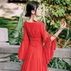 Sukienki swobodne Yosimi Red szyfonowe Długie kobiety sukienka Elegancka 2024 Summer Maxi O-Neck Rękaw Dres Empire Even Every Party Vestidos