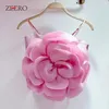 Frauen Tanks Sommer rosa Applikationen 3D Blumen Bluse sexy süße Tanktops Weste Weste Frauen weiß O Hals Blumenspleiß bloßes Y2k Crop Top