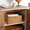 Handgefertigter Seegrasgewebte Aufbewahrungsbox Seetang -Finish Korb mit Sonnenbrand Cosmetic Handtuchbehälter 240415