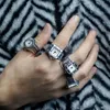 Anillos de la banda Besos Joyas Vintage Y2K Rings Rings for Women Men elástica Elastic Roman Quartz Mini Relojes Anillos Punk Anillos J240429
