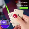 Green Flame Ace Card Metall Winddichte Zigarette hellere Spielkarte Jet Torch Turbo -Raucherzubehör Poker leichter