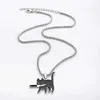 Keychains Lanyards Hip Hop Fashion Knife Cat Necklace Mens Kpop Funny Black Cat Pendant Sweater Chain Jewelry 2023 New Party Gift Q240429
