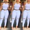 Womens Denim Pants Casual Solid Color High Stretch Ripped Skinny Thin Jeans Fashion Sexy Lift Hips Slim Waist Pencil 240423