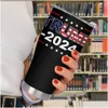 Parti Favor Trump 2024 Tumblers Paslanmaz Çelik Kupa Özel 900ml Büyük Kapasiteli Çift Katmanlı Su Şişesi 30oz Damla Teslimat Ev Gar Otbwc