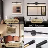 Modern Dimable Picture Light 19 Knurled Brass Badkamer Wand SCONCES - Roteerbare 360 ° Vanity Lights Fixture Over Mirror Wall Art - Gouden Stonces Wandverlichting Binnenwand