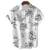 Zwart-wit Hawaiiaans T-shirt Men Shirt Leuke dinosaurus print Mens kleding shirt Rapel Oversized T-shirt blouse met korte mouwen 240418