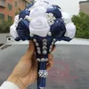 Flores de boda Ribbon de seda Bouquets Simulación Suministros de flores De Noiva Rhinestones Quinceanera W224