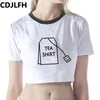 Tank da donna CDJLFH 2024 Summer White Crop Top Femme Short Shirt Shirt Stampa Harajuku Tops Women Cropped Abiti per streetwear