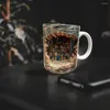 Tazas Cerámica 3D estantería taza de agua creativa copa de agua con mango un estante de biblioteca amantes de los libros de café regalo de Navidad