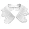 Bow Ties Women Girls Embroidery Floral Fake Collar Shawl Elegant White Necklace Shoulder Wrap Button Decorative Mini Cape Half