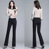 Pantaloni da donna Office di moda Lady Black Color Spring Autunno inverno indossa donna Panello in stile coreano in stile elastico ad alta vita
