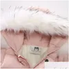 Rompers Children Winter Jumpsuit Fell Kapuze Baby Girl Boy Snowsuan russischer Kinder -Oberbekleidung Eifer mit Handschuhen Drop Lieferung Kinder DH38T