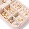 1 Pc Portable Travel Mini Jewelry Box Leather Jewelry Ring Necklace Organizer Case Storage Gift Box Girls Women 240430