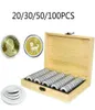 Kiefernholzmünzenhalter Münzen Ring Holzlagerbox 203050100pcs Münzkapseln unterbringen sammelbare Gedenkkasten C3400421