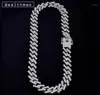 15mm Iced Out Prong Miami Curb Calhas de ligação cuba Colares Cystal Rhinestones completos colar de jóias de hip -hop para Mens Chain13293572