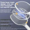 Electric Mosquito Killer 2 in 1 mit Basishalter Fly Swatter Trap Handheld 3000 V USB wieder aufladbar 240415