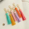 Keychains Lanyards Norkeer New Fashion Tassel Keychain Womens mignon Sac de porte-clés Pu en cuir Pu Car Keychain Edge Bijoux Q240429