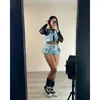 Women's Tracksuits Denim Jackets Coats Summer Two Piece Pant Sets Biker Shorts Suits Cropped Jean Tracksuit Sexy Outfits Y2K Fashion