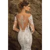 Abiti da sposa sirena lunghi abiti in pizzo illusione scottatura scottatura a maniche full roeves treno di abiti da sposa taglie forti vestidos de nolia