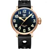Wristwatches SD1903S STEELDIVE Brand 46.5MM Solid Bronze Case Black Dial Rubber Strap NH35 Automatic 200M Waterproof Dive Watch For Men