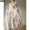 Robes décontractées 2024 Summer Korean Style Floral Evening Party Chiffon Long Mancheve Beach Midi Fairy Robe Vestidos de Ocasion Formalies