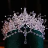 Tiaras роскошная принцесса вода капля кулонная кисточка Кристалл Tiara Crown Женщины девочки свадебные корейские элегантные свадебные украшения для волос ювелирные изделия