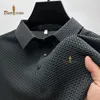 サマーブランドポロシャツ高品質メンズ半袖通気性トップビジネスカジュアルスウェット吸収ポロシャツ240429