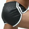 Heren shorts sexy mannen punk pu lederen slanke motorbroeken zachte boksershorten mannelijk slipje