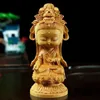 Carton de sculpture sur bois Guanyin statue sculpture à main en bois massif bouddhiste Feng Shui Guanyin Home Room Office Decoration Statue 240429