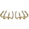Orecchini per borchie Fashion Shiny Four Claws Triple 925 Ago argento Anti Allergy Ear per donne Eleganti gioielli da festa