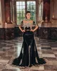 Vintage Algeriet Caftan Black Veet Evening With Gold Lace 2022 High Neck Mermaid Dubai Formal Prom Celebrity Dresses 0431