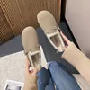 Casual schoenen Big Size Woman Loafers met bont ronde teen modis vrouwelijke sneakers klompen platform grote winter slip-on 2024 mocca