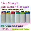 US Warehouse 12 унций детские сублимация Sippy Cups Blank Straight Tumblers со смешанными крышками из пьющей сталь из пьющей стали 60 шт. Картон B6 280K