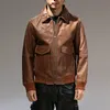 Veste en cuir rouge marron pour hommes vestes de moto