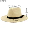 60 cm maat Ontwerp Mens Straw Hat Dames Britse stijl Panama Church Jazz Hat Summer Beach Vacation Hat 240428