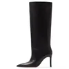 Boots Fashion Pointed Toe Knee High Women Super Heels Botines Patent Thin Botas Largas De Mujer Plus Size Shoes