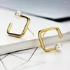Stud -oorbellen Neoglory mode licht geel goud kleur wit gesimuleerd parelplein voor vrouwen geschenken sieraden 2024 merk