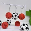Keychains Lanyards Creative Soccer Crochet Keychain Handmade Woven Basketball Boys Bag Pendant Car Key Wholesale Couple Gifts 2024 Q240429