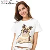 Kvinnors t-shirt 2021 Summer Sleep Top German Shepherd Dog Tryckt Löst T-shirt Womens Crop Top Bomull Kort ärmar S-XXL PAJAMAS T73901WX