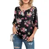 Women's Blouses Women Casual Blouse Top Office Lady Fashion Print Loose Shirts Blusas O Neck Three Quarter Sleeve Camisas Blusa Feminina