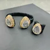 Natural Mineral Crystal Snake Skin Armband Ring Fashion Personlighet Kvinnor Bröllop Bankettsmycken 240429