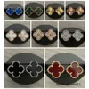 20 Color Clover Studs Pendiendo Vintage Four Leaf Clover Charm Stats Pendientes de acero inoxidable de nácar Agata para mujeres Joyas de boda