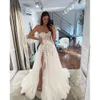 Dresses Bride For A Vintage Sweetheart Line Appliques Lace Wedding Dress Sweep Train Backless Thigh Slit Long Designer Bridal Gowns ppliques