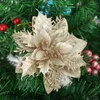 Kerstdecoraties feestelijke decoratieve bloemen sprankelende kunstmatige bloem set glitter bladeren gouden zilveren kleuren voor kerstboomkrans